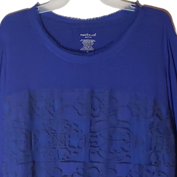 Westbound women's plus size 1X embellished laced front pullover blouse. 890 - Picture 2 of 5